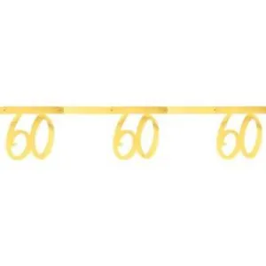 60 Years Old Birthday Banner, Metallic Gold