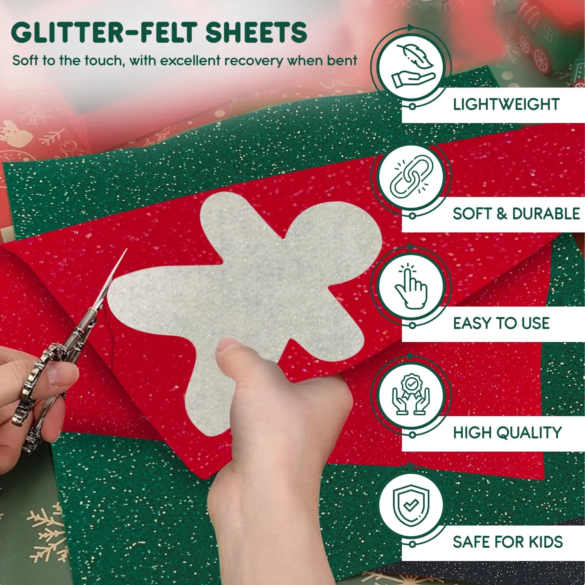 9x12 inches Glitter Felt Fabric Sheets | 1.6mm Thick | FabricLA