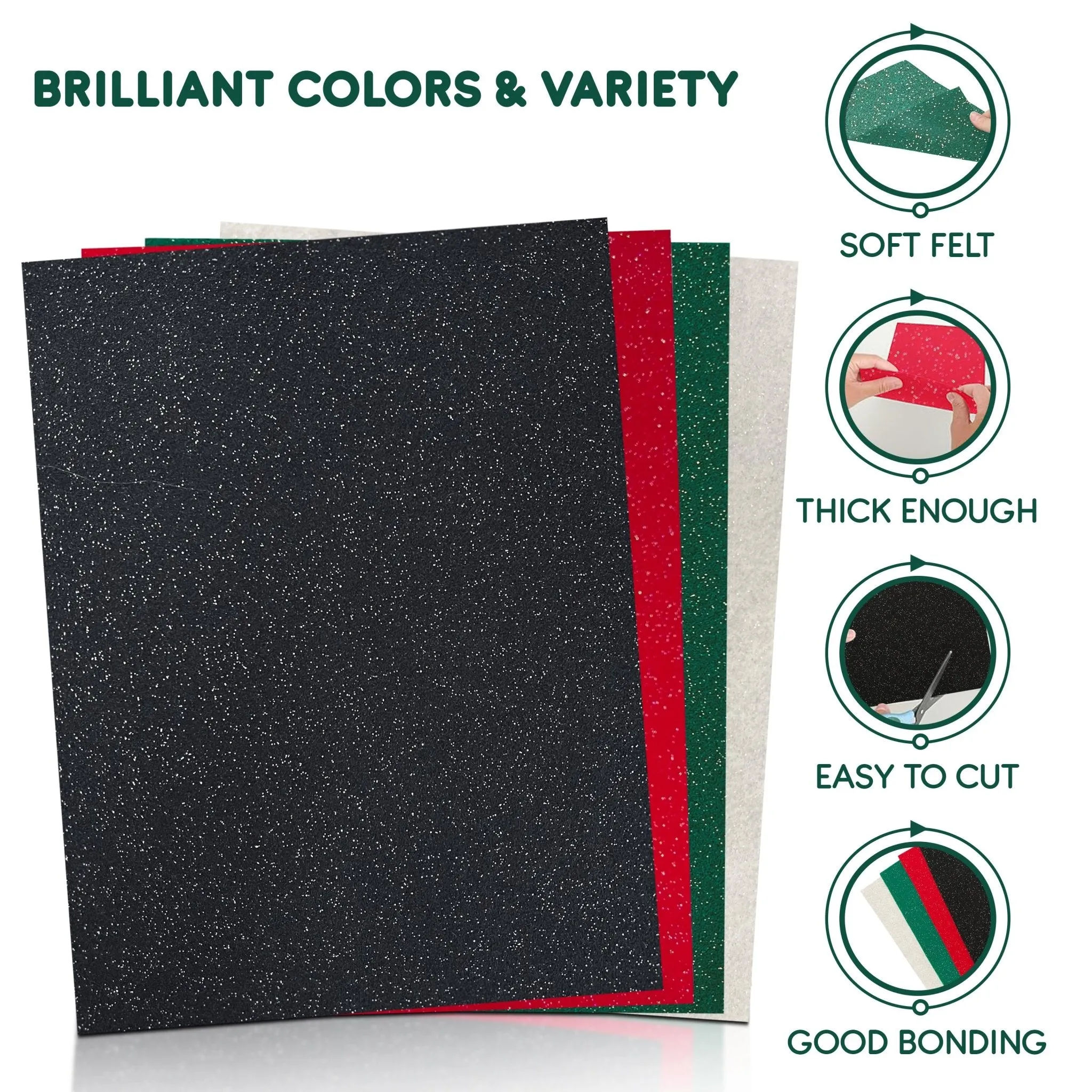 9x12 inches Glitter Felt Fabric Sheets | 1.6mm Thick | FabricLA