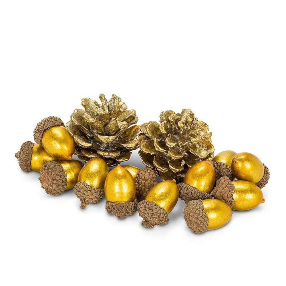 Abbott Gold Pinecone & Acorn Decorations