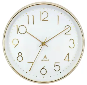 ACCORD CLOCKS Premium Contemporary Wall Clock with Silent Sweep Noiseless Movement - Gold Frame - HD Clear Glass Surface - 12 inch / 30.5 cm - Model TIME Square