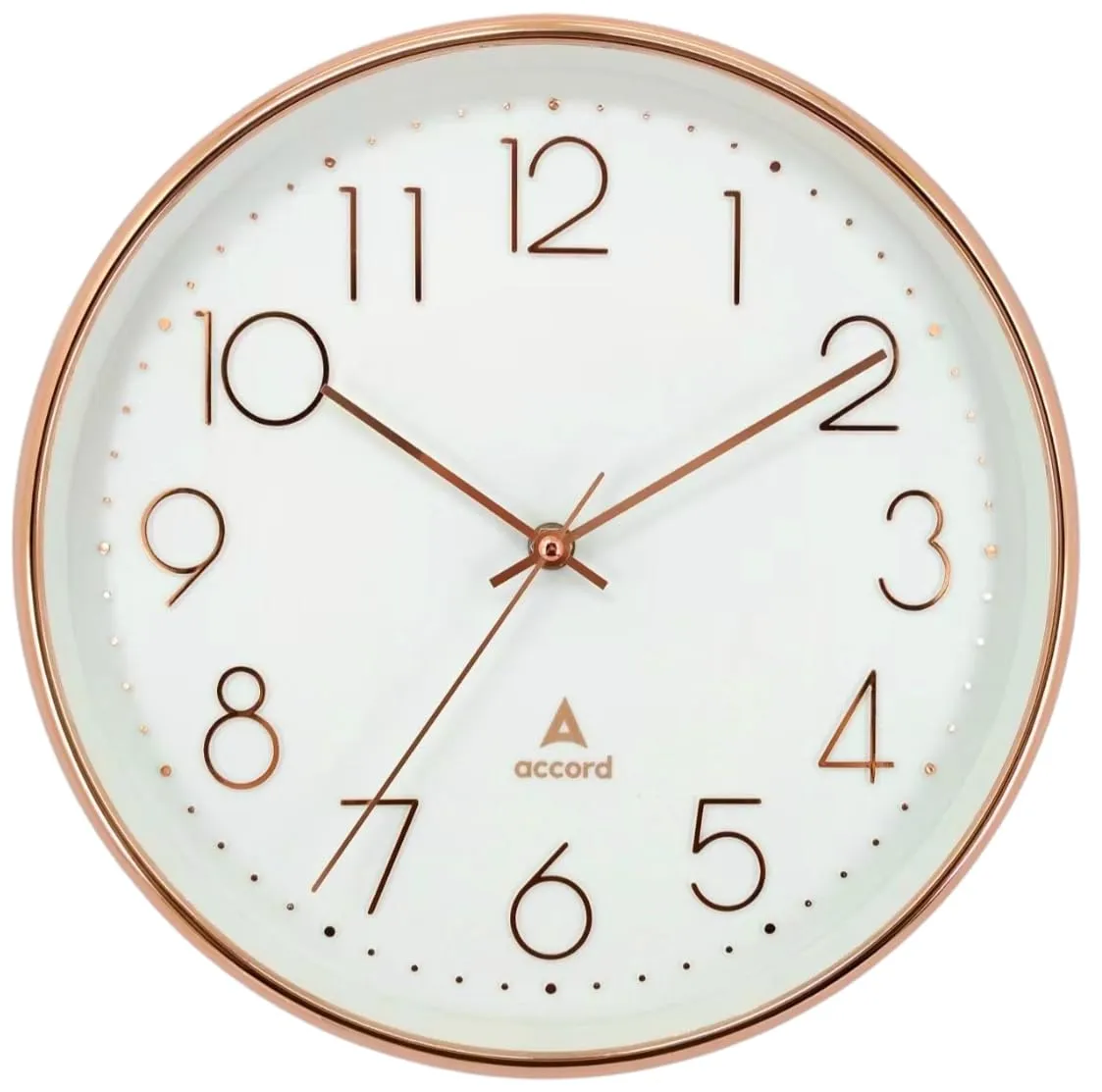 ACCORD CLOCKS Premium Contemporary Wall Clock with Silent Sweep Noiseless Movement - Rose Gold Frame - HD Clear Glass Surface - 12 inch / 30.5 cm - Model TIME Square in Rose Gold