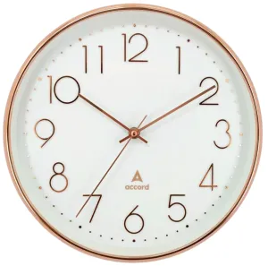 ACCORD CLOCKS Premium Contemporary Wall Clock with Silent Sweep Noiseless Movement - Rose Gold Frame - HD Clear Glass Surface - 12 inch / 30.5 cm - Model TIME Square in Rose Gold