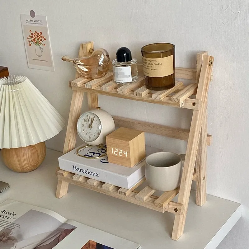 Adjustable Double Layer Wooden Bookshelf