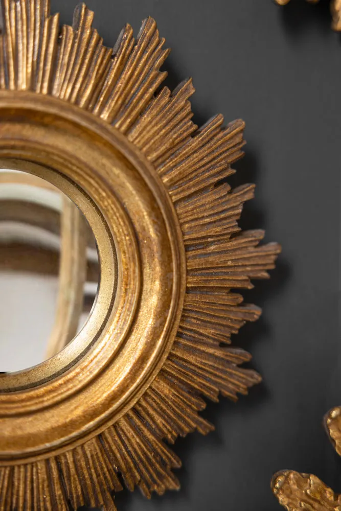 Antique Gold Small Sun Convex Mirror