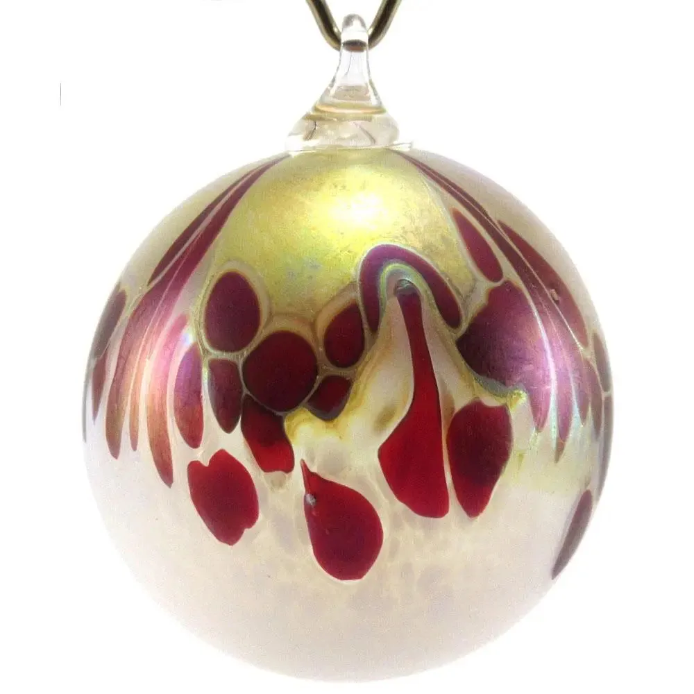 Artisan1 Ornament Shown In Cranberry And Cream by The Furnace Glassworks