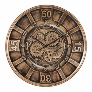 Ascam Round Industrial  Moving Cogs Wall Clock