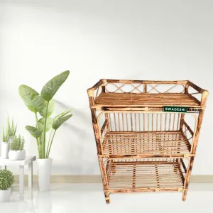 Bamboo Cane 3 Shelves Rack