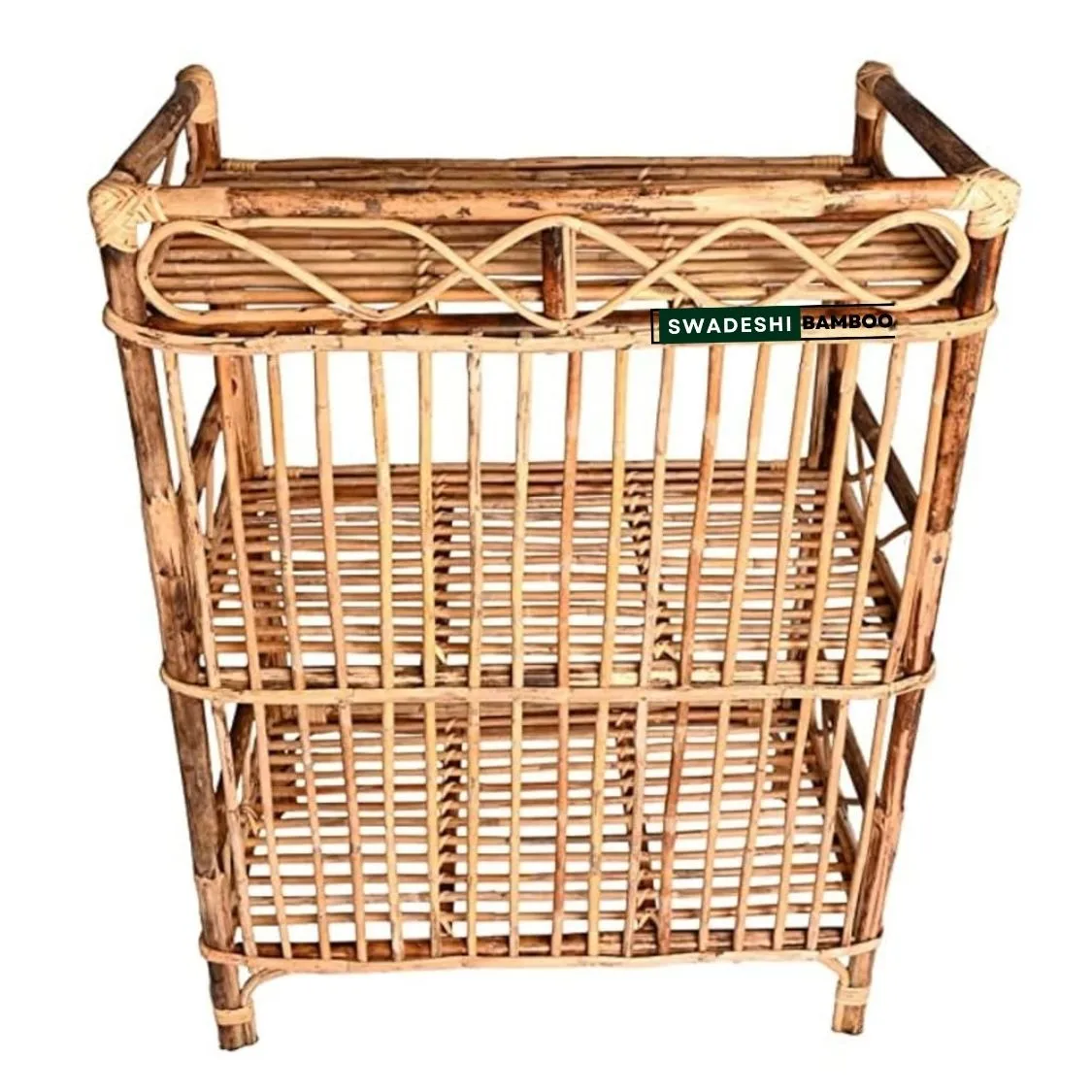 Bamboo Cane 3 Shelves Rack