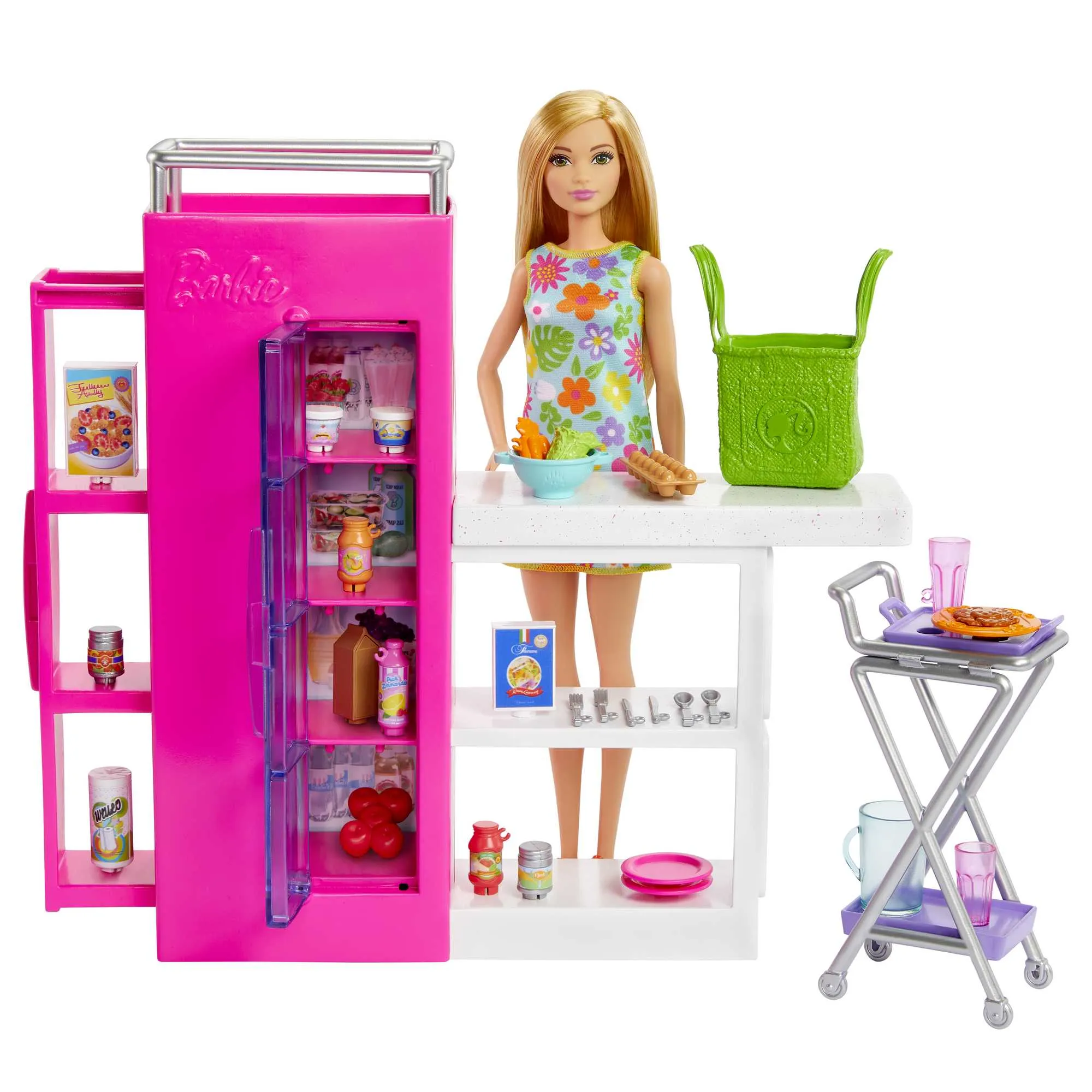 Barbie Doll And Ultimate Pantry Playset, Barbie Kitchen Add-On With 30  Food-Themed Pieces