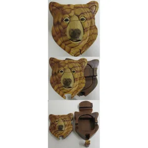 Bear Face Wood Intarsia Puzzle Box