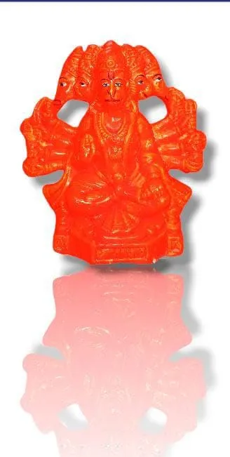 Bells and Glitters SINDOORI Hanuman | Panch MUKHI Hanuman Idol| Panch MUKHI Clay SINDOORI Hanuman Idol| Five Faced RED Hanuman Idol | Size 14 CM | Ideal for Home,Office, PUJA ETC