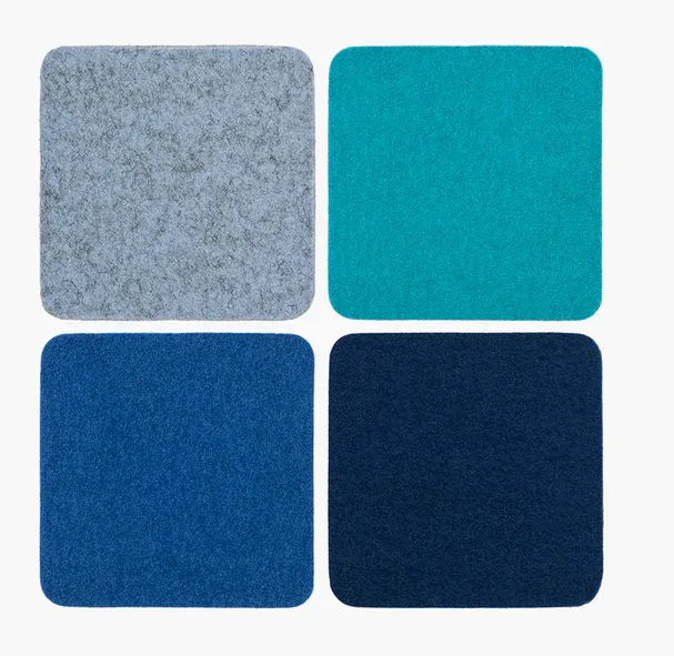 Bierfilzl Merino Wool Felt Square Coaster Multi 4 Pack Ocean