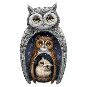 Blake Jensen Owl Family Nesting Trio Figurine Set with Swarovski Crystals by The Hamilton Collection