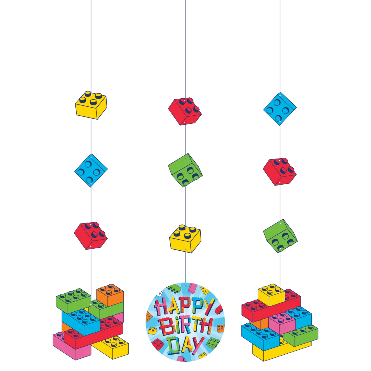 Block Bash Hanging Decorations | 3 ct