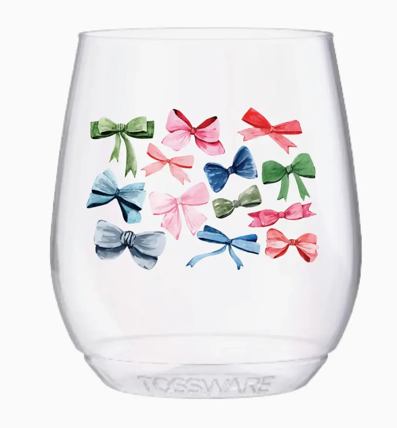 Bows Stemless Plastic Wine Glasses