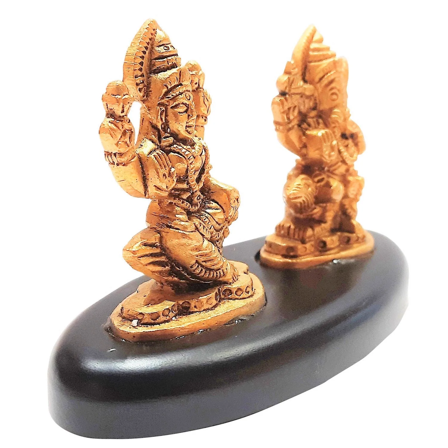 Brass Ganesha Laxmi on Wooden Base