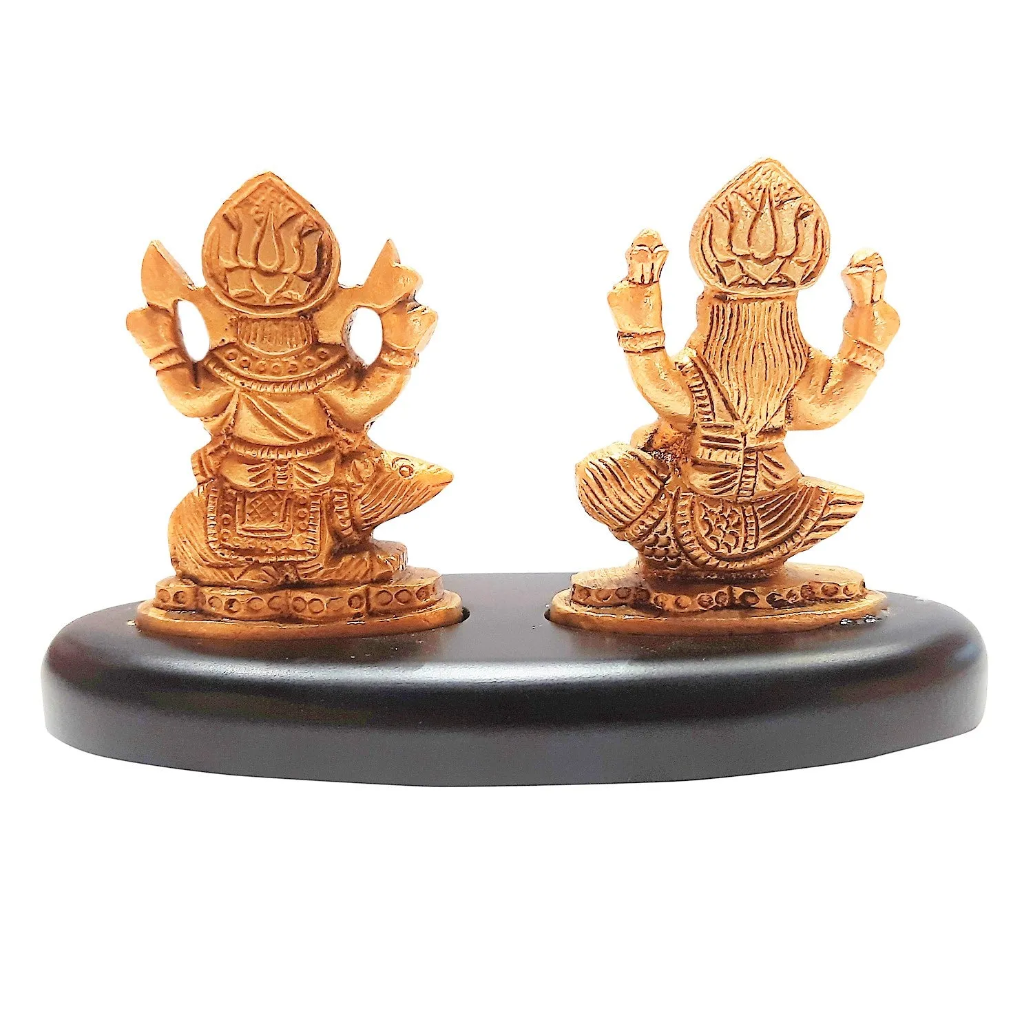 Brass Ganesha Laxmi on Wooden Base