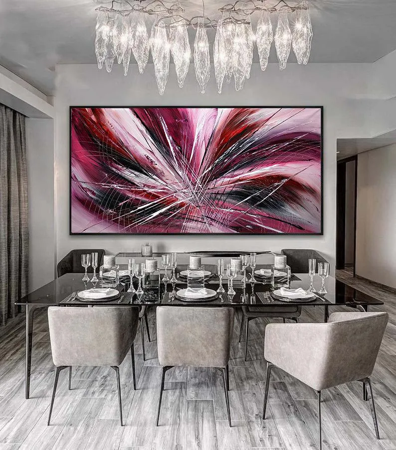 Buy original Oil Paintings - Canvas, Contemporary Abstract Painting Large Modern Art - Pink Passion