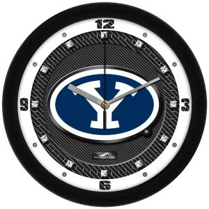 BYU Cougars Wall Clock - Carbon Fiber Textured