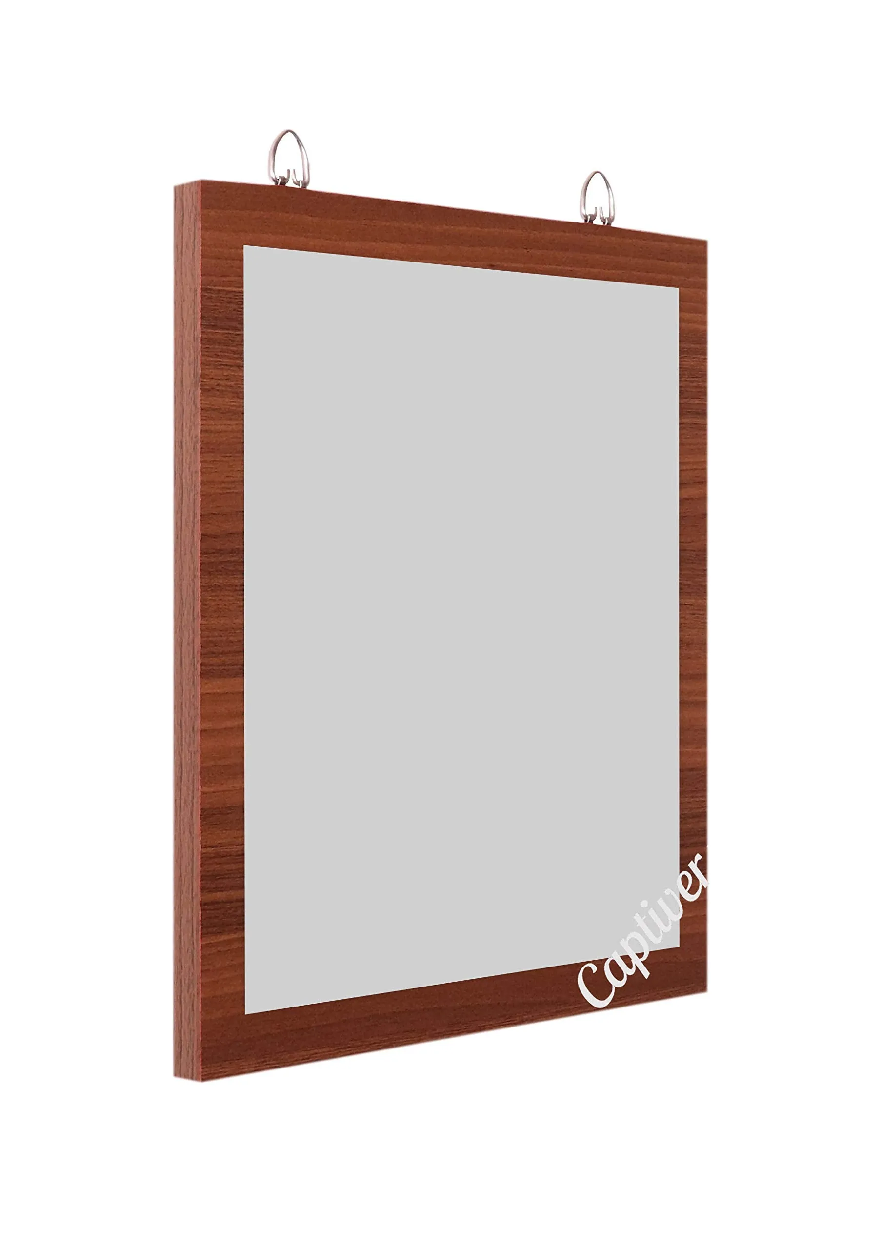 Captiver Wooden Frameless Wall Hanging Decorative Mirror Unique 28x33 CM (Teak)