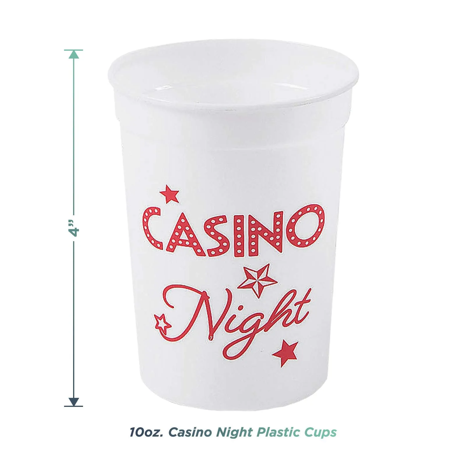 Casino Night Party Pack - Plastic Beverage Cups, Drink Coasters, and Table Cover Set (Serves 12)