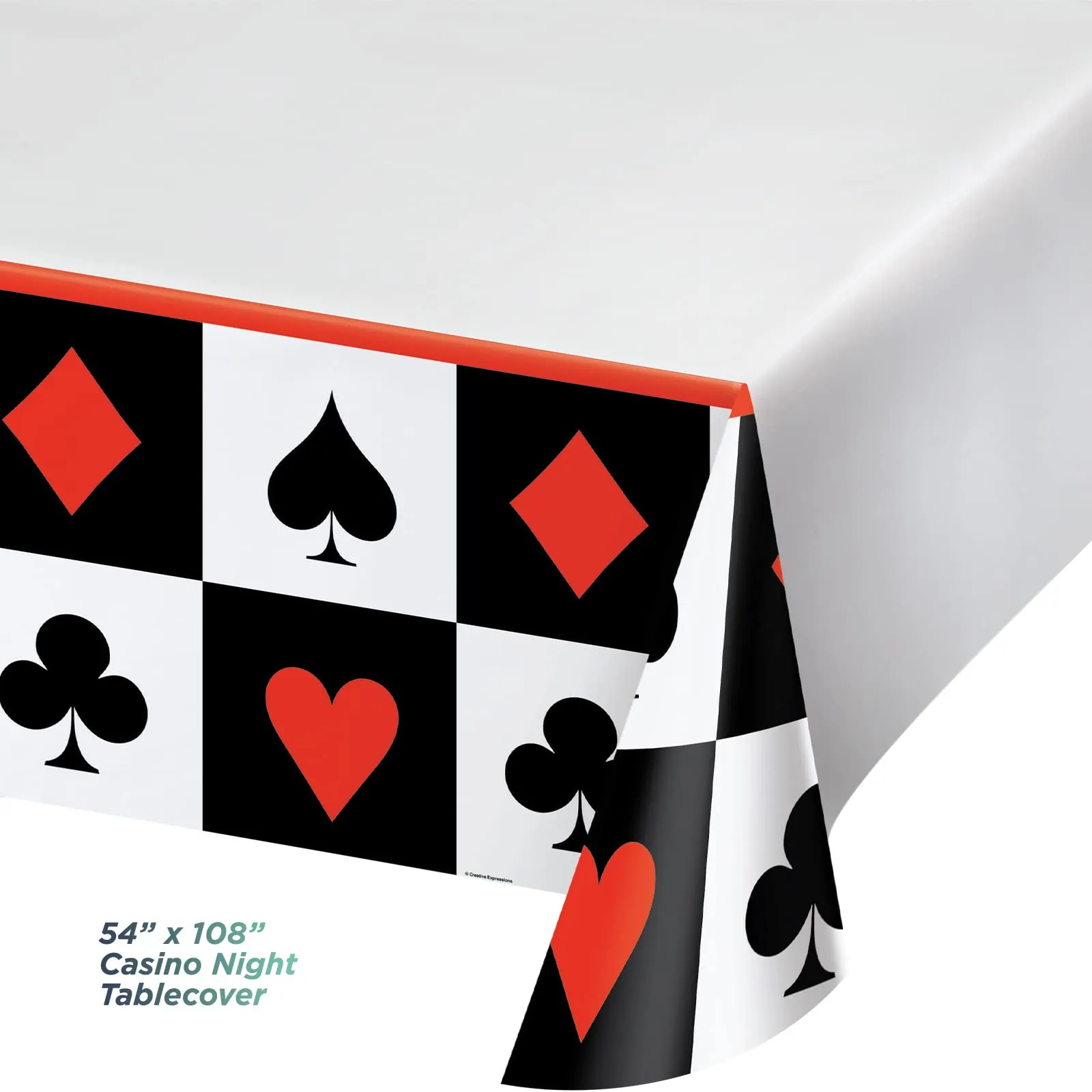 Casino Night Party Pack - Plastic Beverage Cups, Drink Coasters, and Table Cover Set (Serves 12)