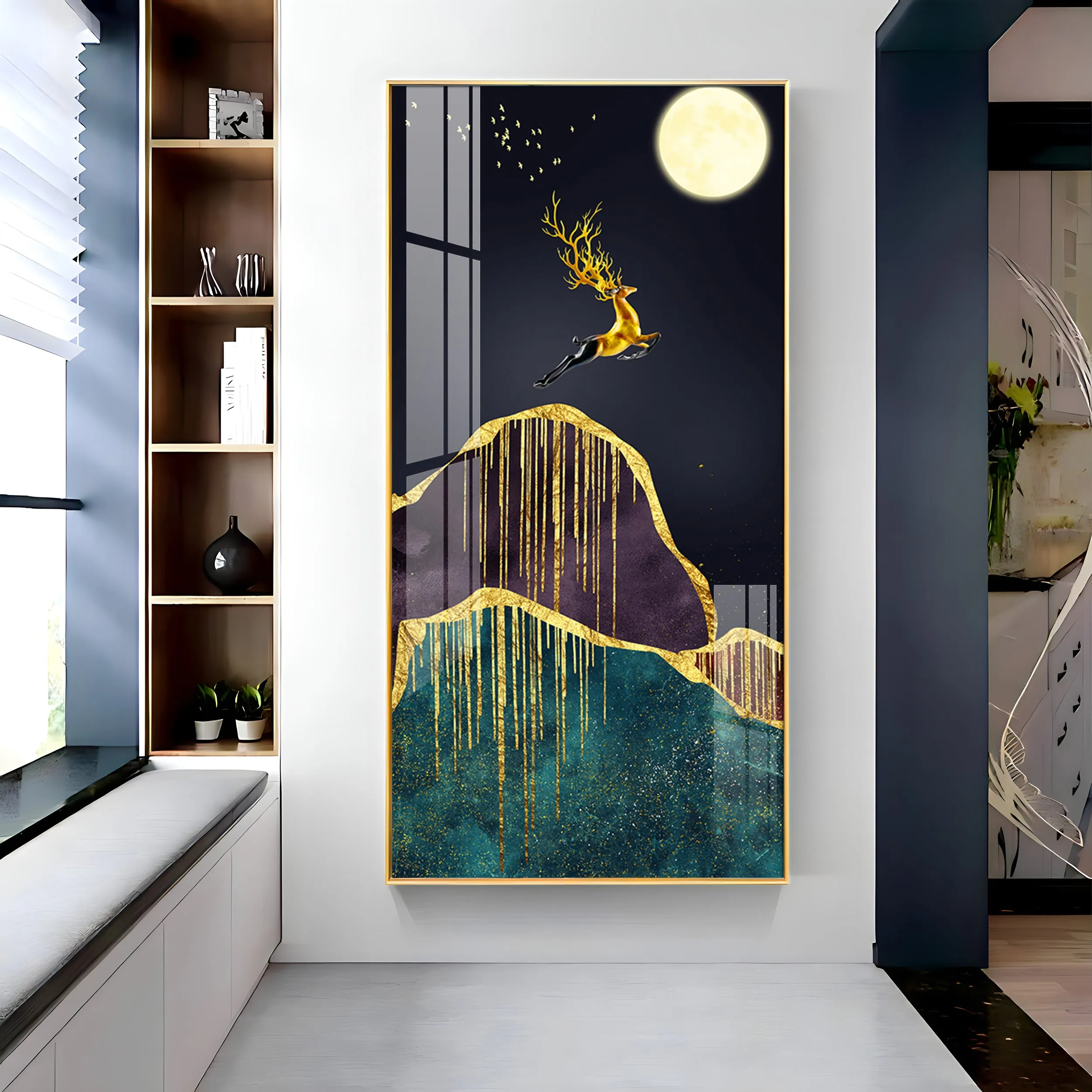 Catching The Moon Luxury Crystal Vertical Wall Art