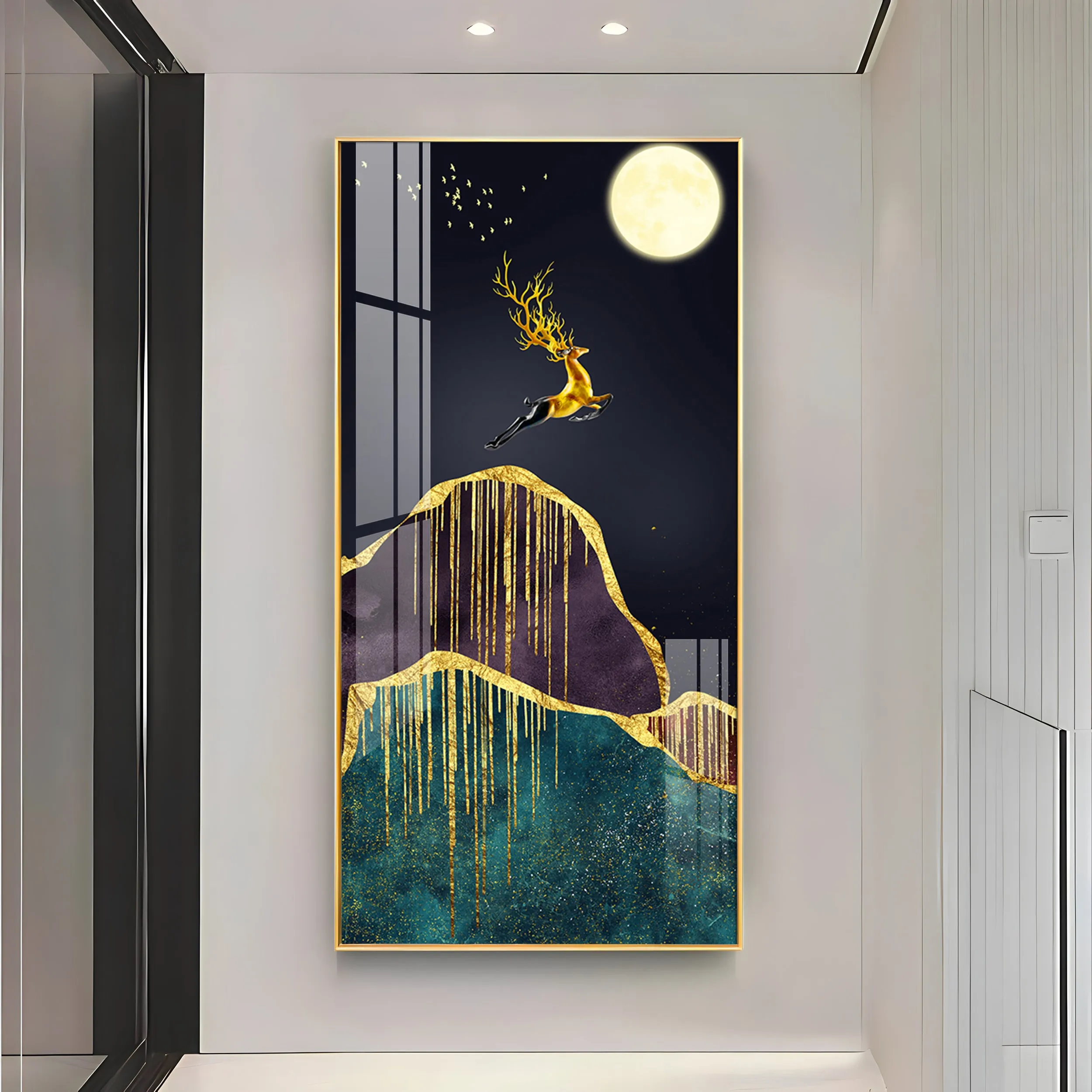 Catching The Moon Luxury Crystal Vertical Wall Art