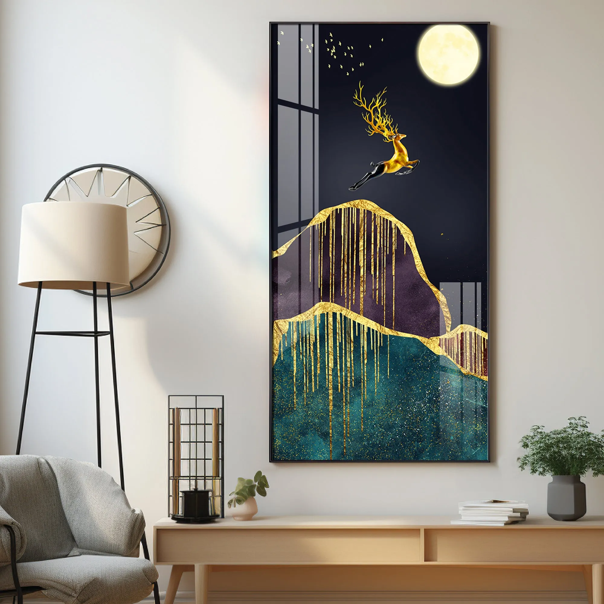 Catching The Moon Luxury Crystal Vertical Wall Art