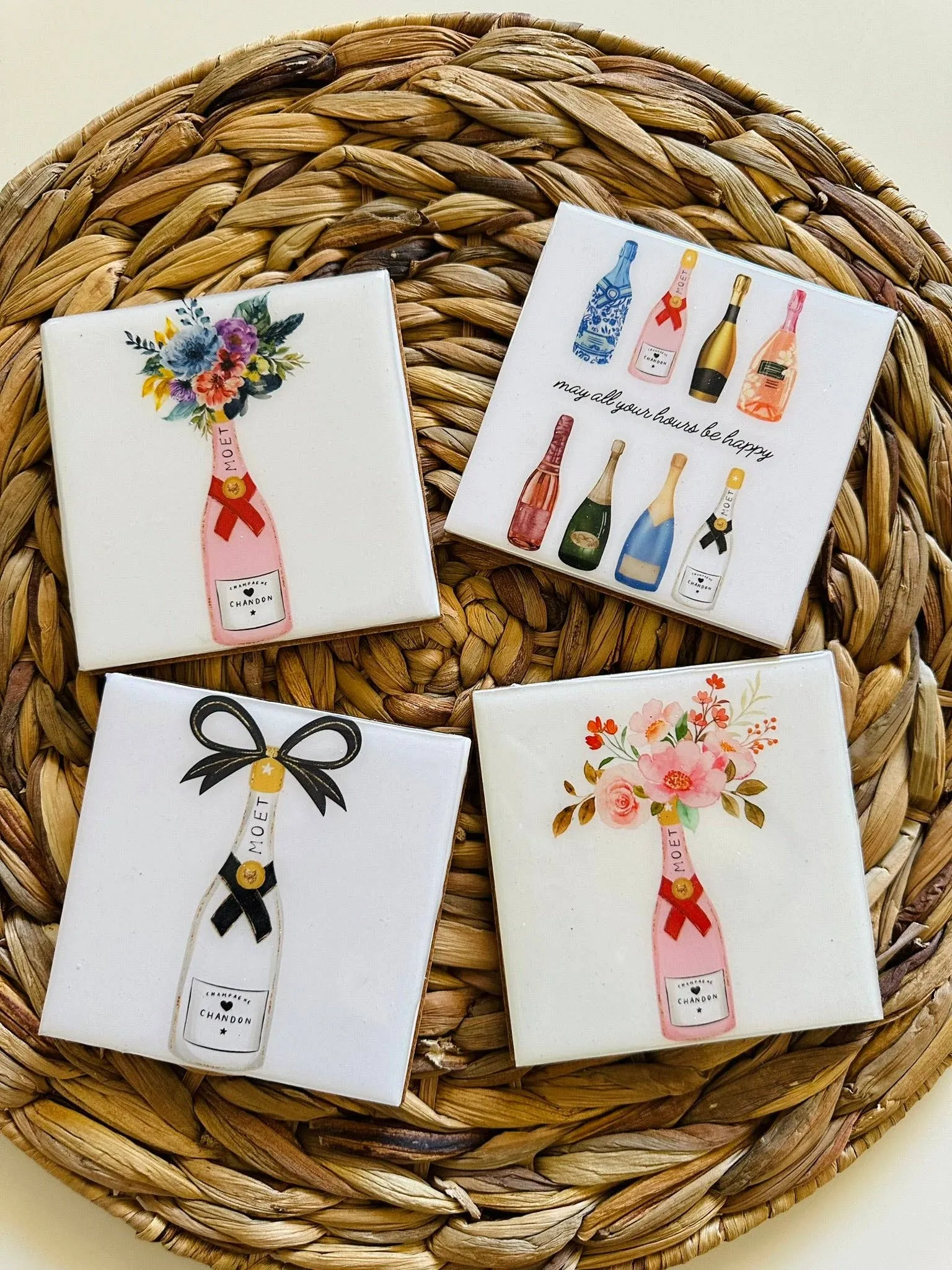 Champagne Themed Coaster Set