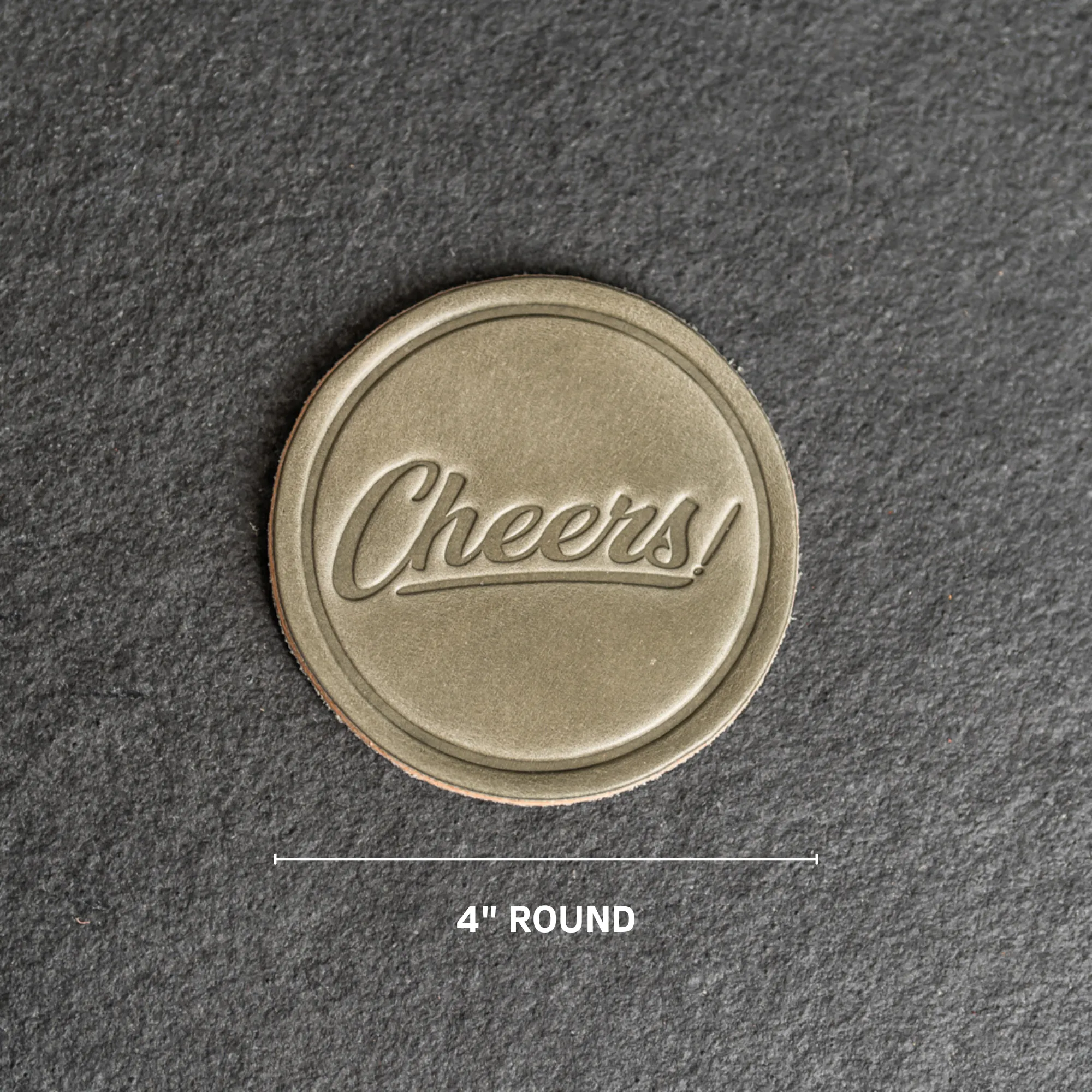 Cheers Leather Coasters - 4" Round - Sold individually or as a Set of 4