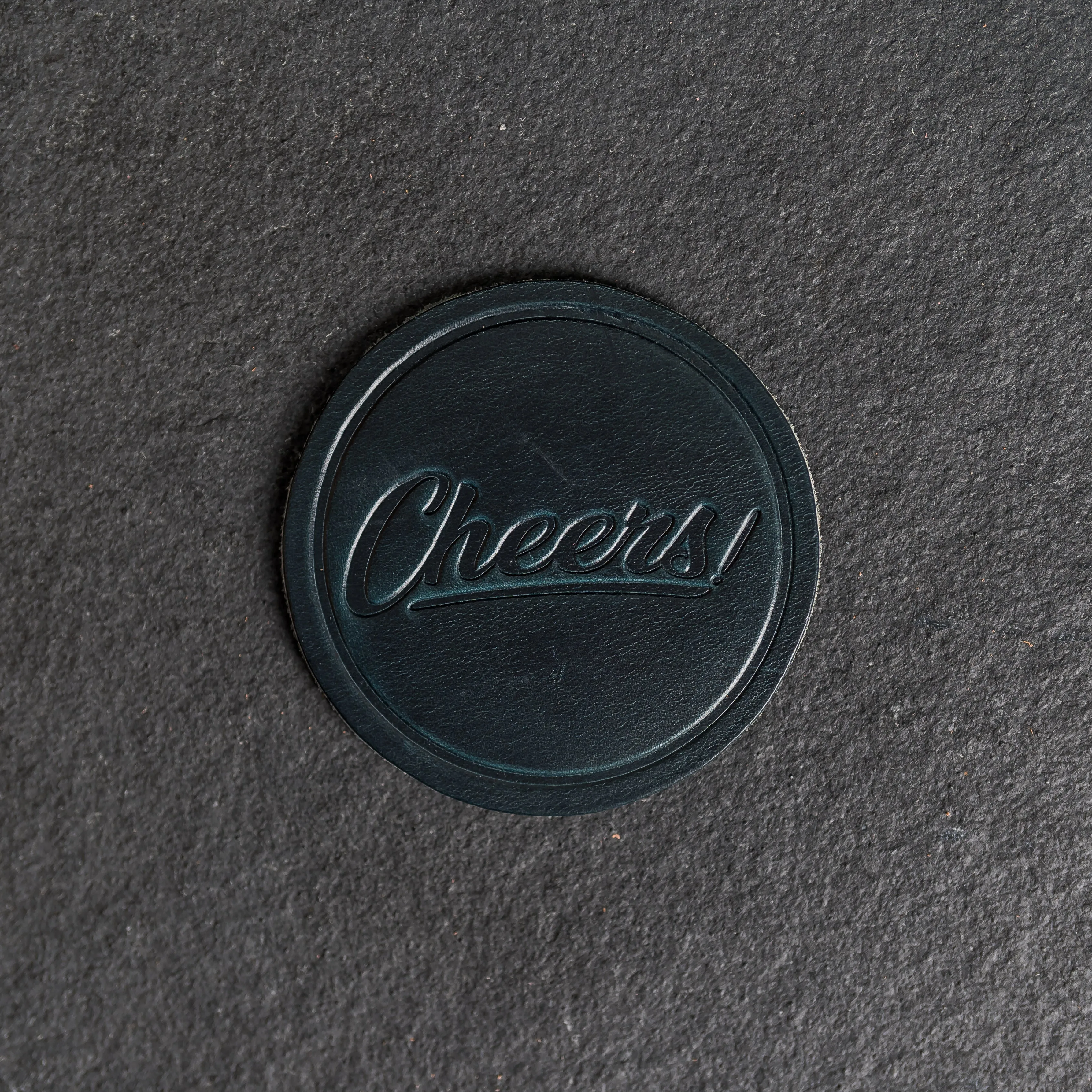 Cheers Leather Coasters - 4" Round - Sold individually or as a Set of 4