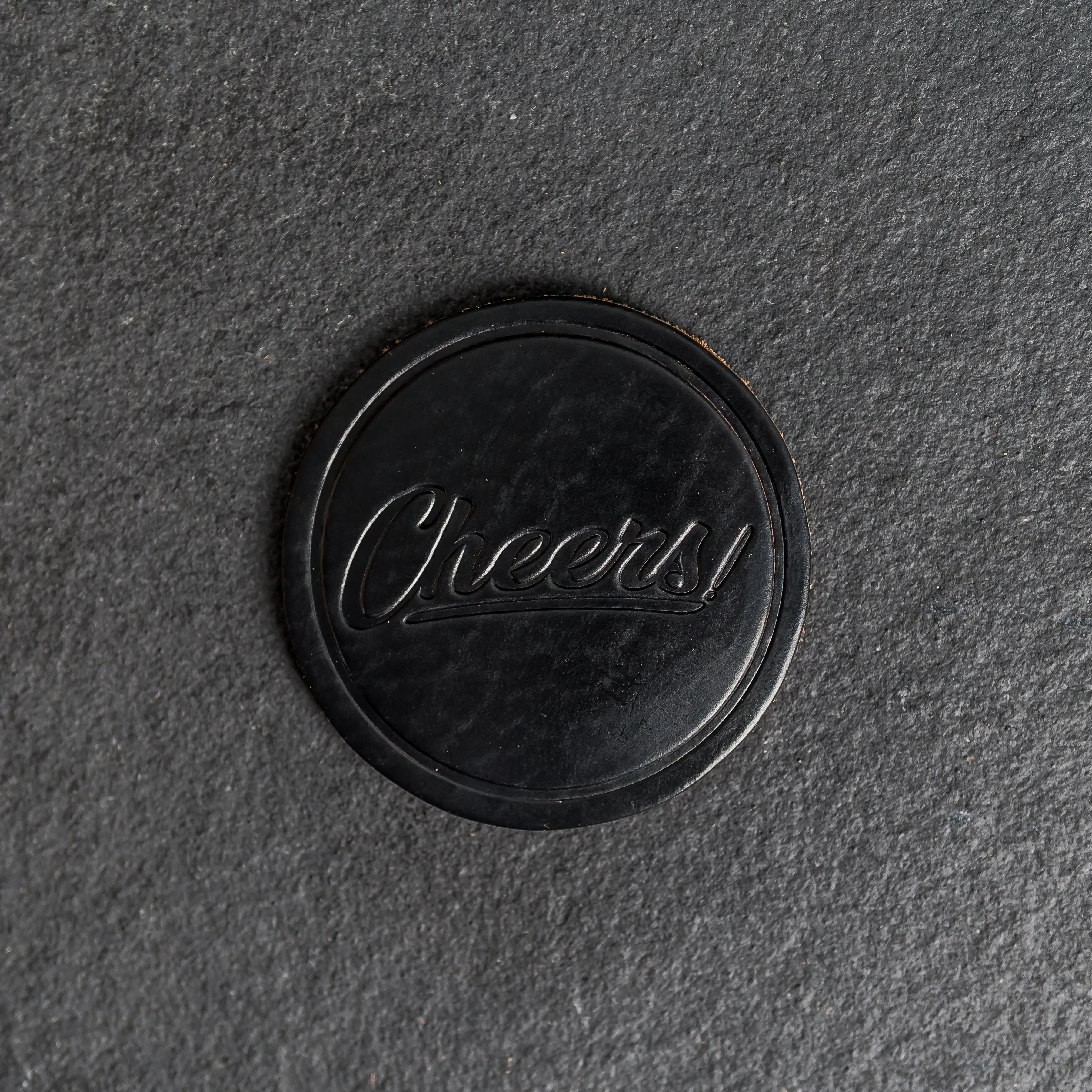 Cheers Leather Coasters - 4" Round - Sold individually or as a Set of 4