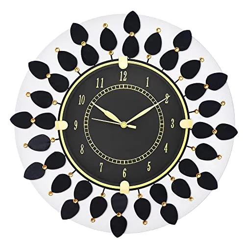 CIRCADIAN Ajanta Round Design Wall Clock for Home décor Living Room Hall Office Bedroom Fancy Stylish Antique Wooden Watch Hand Made Black 30 x 30 cm