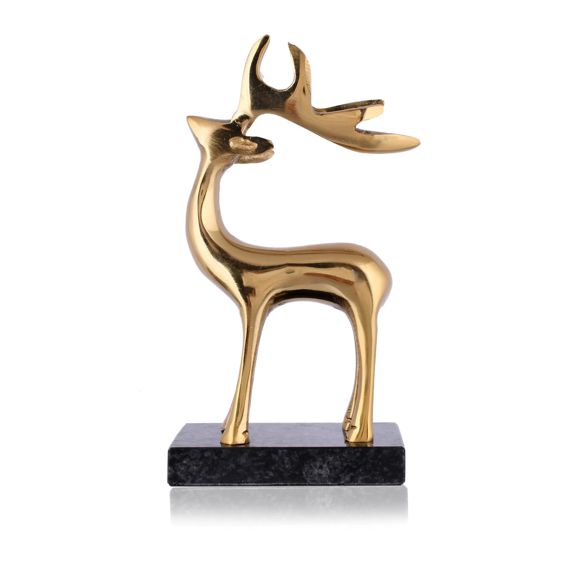 CraftVatika Reindeer Showpiece Metal for Home Decoration Item and Gifts - 7.6 Inch Deer with Granite Base Decorative Items for Home & Office, Living Room Decor