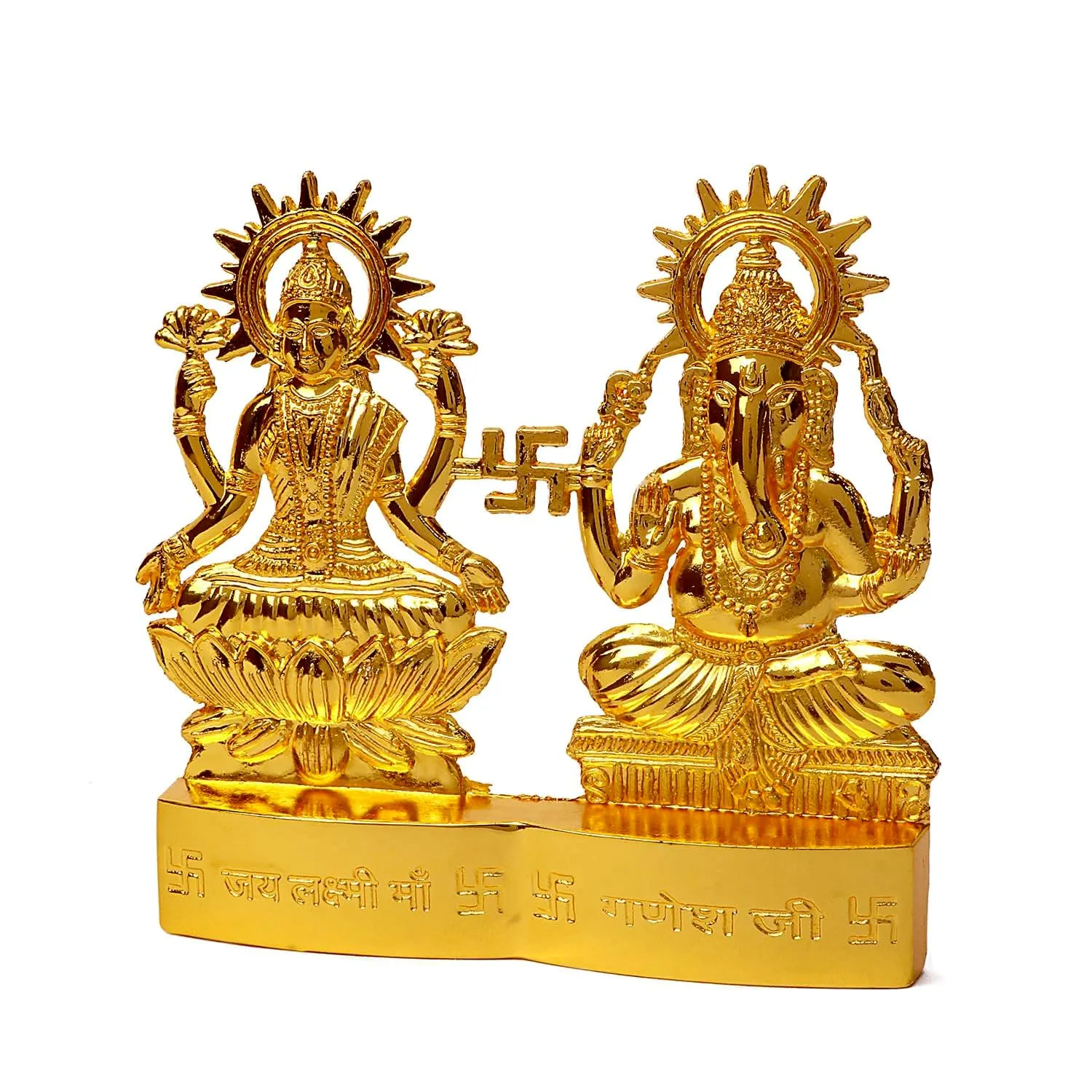 Cyan Collection 4 inch God Laxmi Ganesh Metal Figurine Statue Idol murti Set for Home Decoration Laxmi Ganesh Statue Car Dashboard Diwali Festival Pooja Diwali Gift Showpiece Items (Pack of 1)