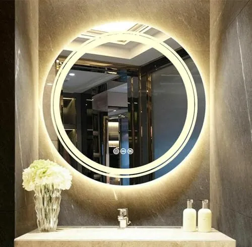 DAZZLIZE MIRROR attractive wall mirror for bathroom, bedroom makeup room, and dining room makeup mirror with stylish decor. and round shape (15x15) inch.