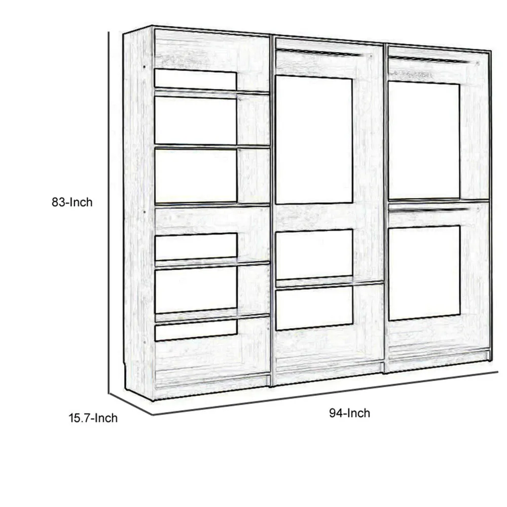 Dee Modular Closet System, 3 Clothing Racks, 6 Shelves in Oak Brown Wood By Casagear Home