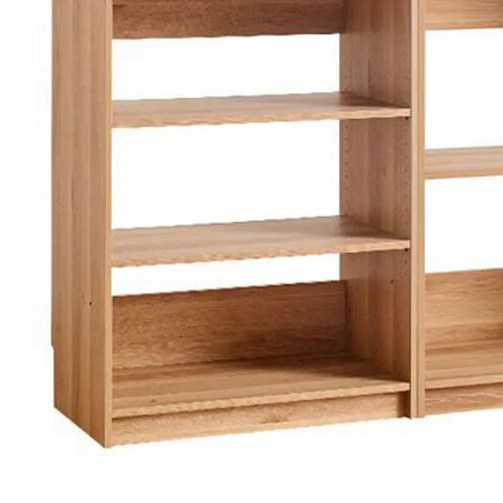 Dee Modular Closet System, 3 Clothing Racks, 6 Shelves in Oak Brown Wood By Casagear Home