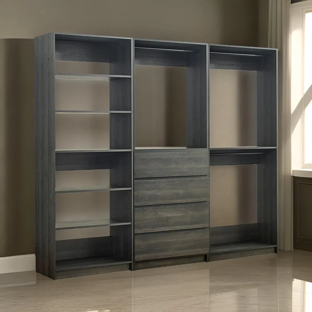 Dee Modular Freestanding Closet System, 4 Drawers, 5 Shelves, Dark Gray  By Casagear Home