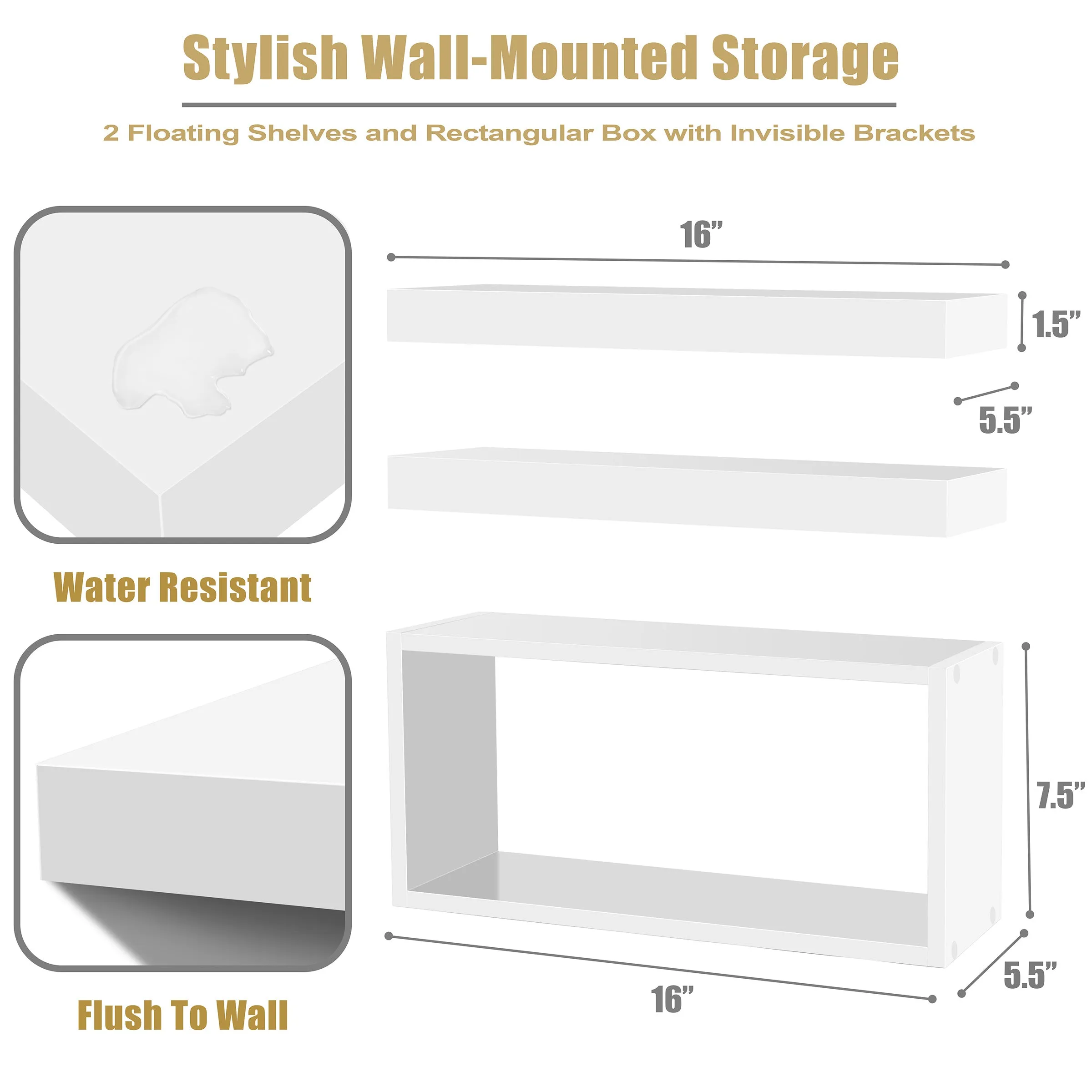 Floating Shelves for Wall (Set of 3)