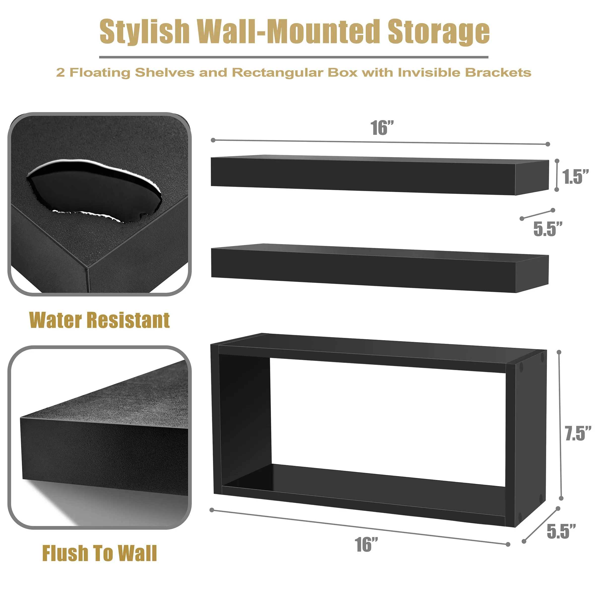 Floating Shelves for Wall (Set of 3)