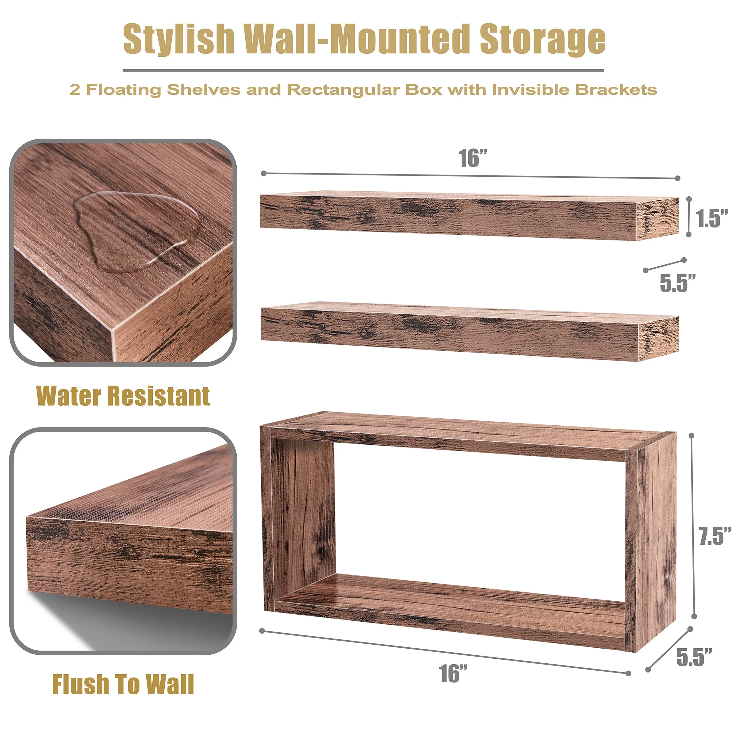 Floating Shelves for Wall (Set of 3)