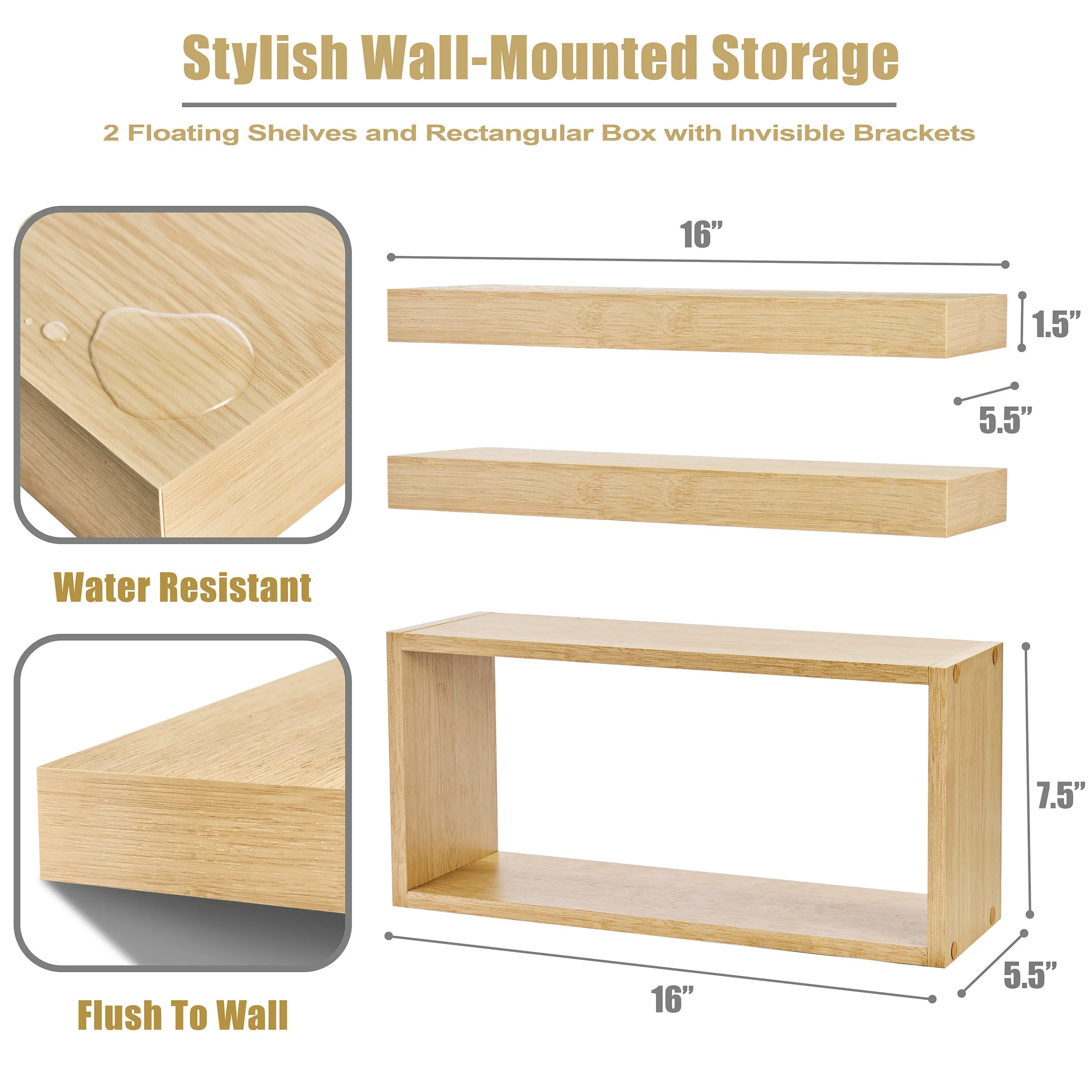 Floating Shelves for Wall (Set of 3)