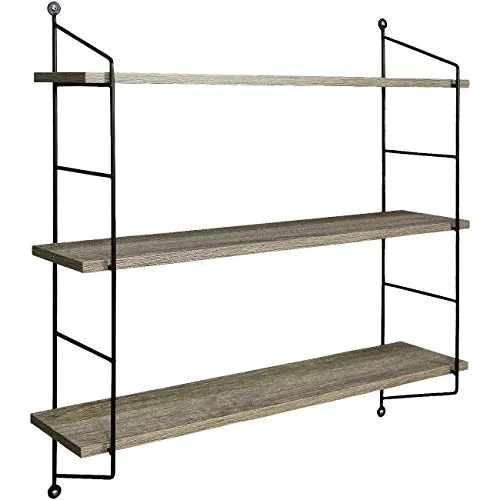 Floating wall shelf with metal brackets (3 Tier)