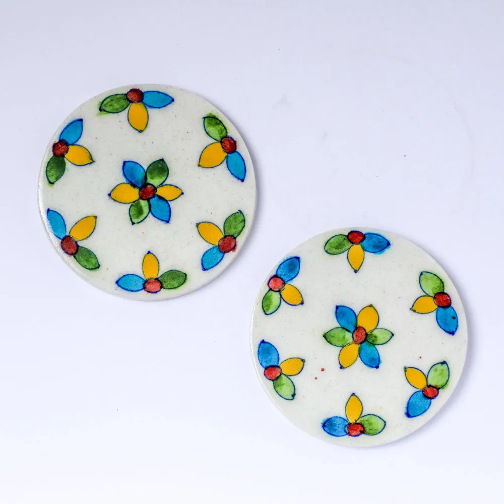 Floral Coaster - White