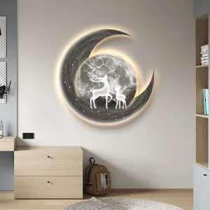 Futuristic Wall Art Gray Planet Travel Elk