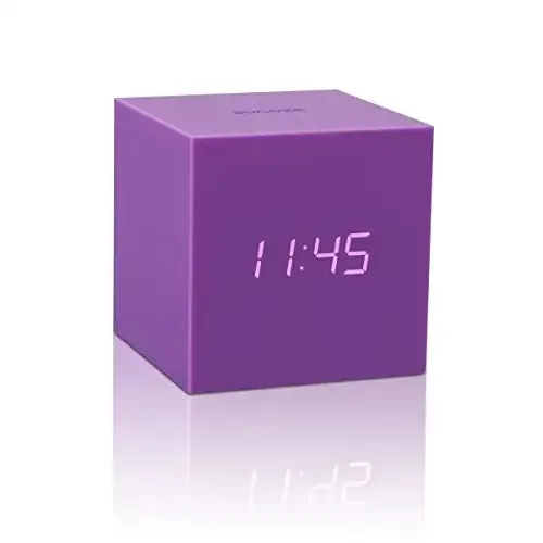 Gingko Gravity Cube Click Clock Purple Alarm Clock 18PE