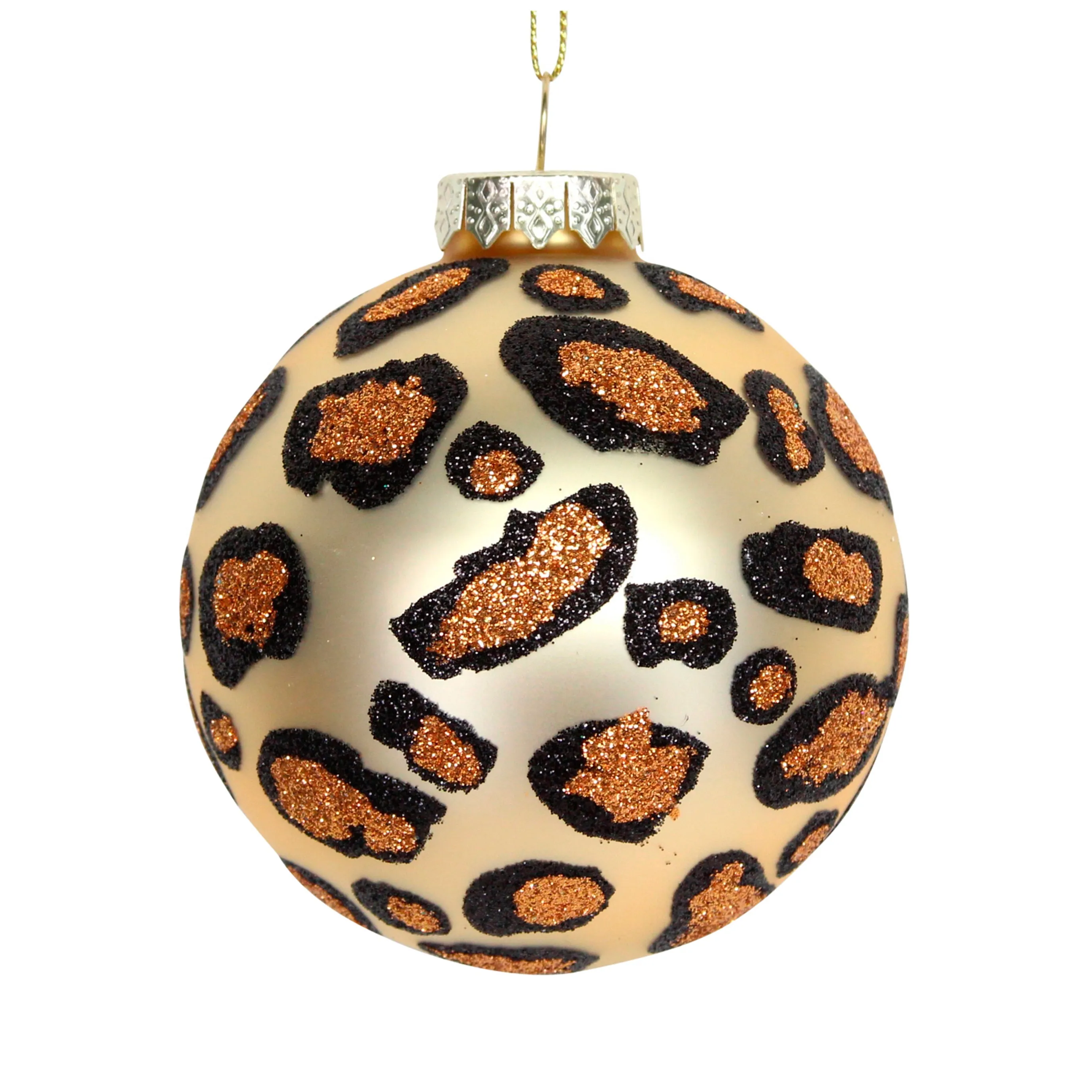 Gisela Graham Gold Leopard Print Glass Bauble